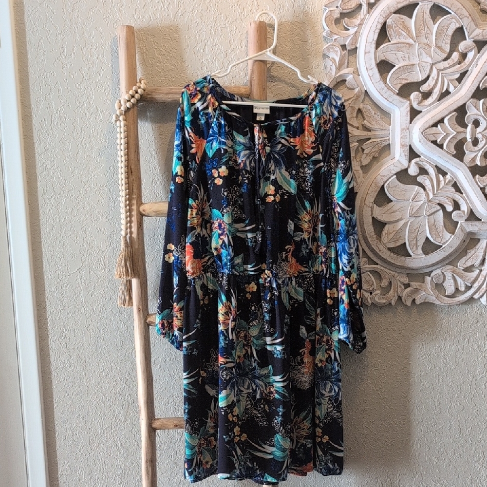 Ava & Viv Blue And Floral Print Dress